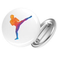 Button Kickboxen bunte Silhouette rund