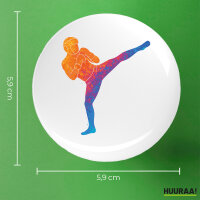 Button Kickboxen bunte Silhouette