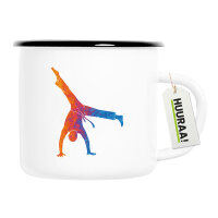 Emaille Tasse Capoeira bunte Silhouette 300ml Vintage
