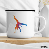 Emaille Tasse Capoeira bunte Silhouette 300ml Vintage