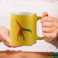 Glitzertasse Capoeira bunte Silhouette 330ml