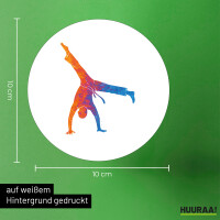 Aufkleber Capoeira bunte Silhouette 10cm rund