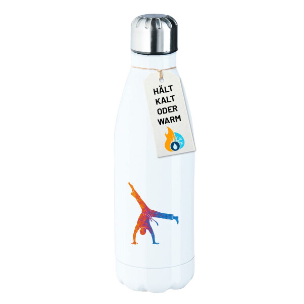 Trinkflasche Capoeira bunte Silhouette 500ml Edelstahl Wasserflasche