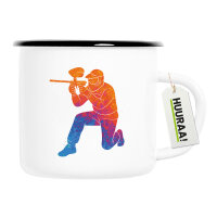 Emaille Tasse Paintball bunte Silhouette 300ml Vintage...