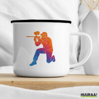 Emaille Tasse Paintball bunte Silhouette 300ml Vintage Emaille Becher