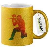 Glitzertasse Paintball bunte Silhouette 330ml
