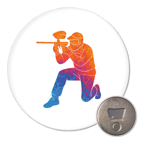 Magnet Paintball bunte Silhouette 59mm Kühlschrankmagnet Flaschenöffner