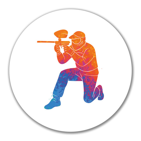 Aufkleber Paintball bunte Silhouette 10cm rund