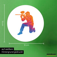 Aufkleber Paintball bunte Silhouette 10cm rund