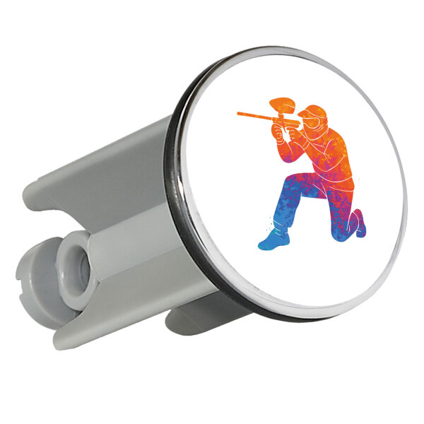 Waschbeckenstöpsel Paintball bunte Silhouette 4cm Abflussstopfen