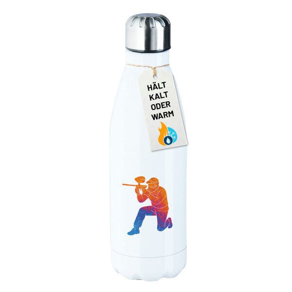 Edelstahl-Trinkflasche Paintball bunte Silhouette 500ml Wasserflasche