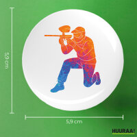 Button Paintball bunte Silhouette