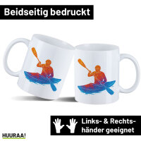 Kaffeetasse Canoeing Kajakfahren bunte Silhouette 330ml
