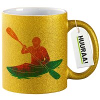 Glitzertasse Canoeing Kajakfahren bunte Silhouette 330ml