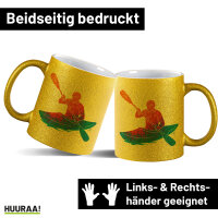 Glitzertasse Canoeing Kajakfahren bunte Silhouette 330ml