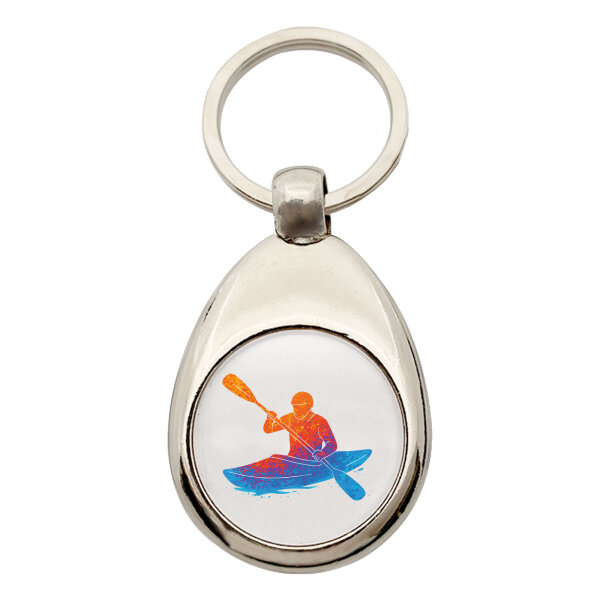 Schlüsselanhänger Canoeing Kajakfahren bunte Silhouette