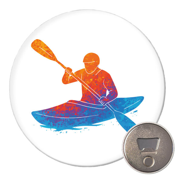 Magnet Canoeing Kajakfahren bunte Silhouette 59mm Kühlschrankmagnet