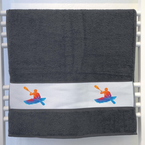 Handtuch Canoeing Kajakfahren bunte Silhouette 50x100cm