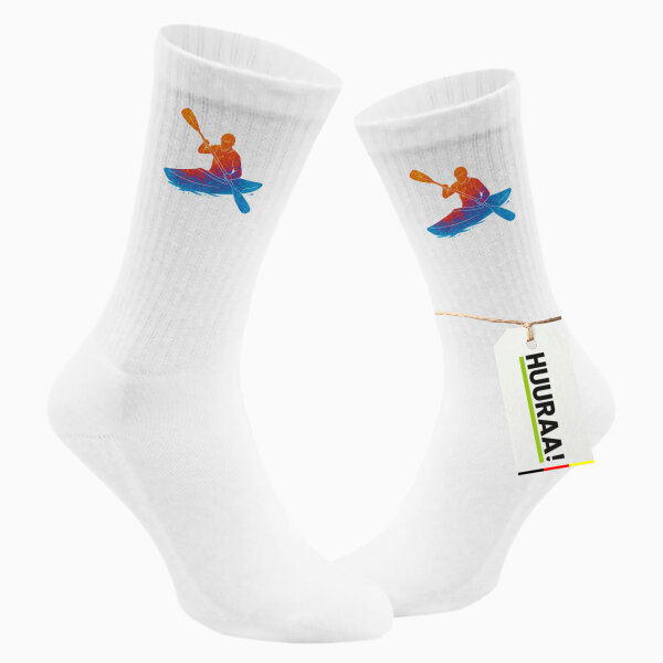 Unisex Socken Canoeing Kajakfahren bunte Silhouette Größe 37/46 White Motiv Tennissocken