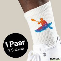 Unisex Socken Canoeing Kajakfahren bunte Silhouette Größe 37/46 White Motiv Tennissocken
