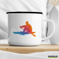 Emaille Tasse Rudern bunte Silhouette 300ml Vintage Emaille Becher