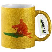 Glitzertasse Rudern bunte Silhouette 330ml