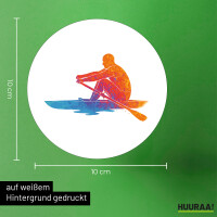 Aufkleber Rudern bunte Silhouette 10cm rund