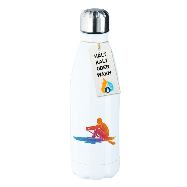 Trinkflasche Rudern bunte Silhouette 500ml Edelstahl Wasserflasche