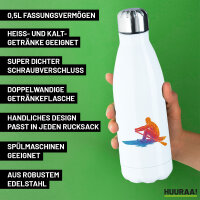 Edelstahl-Trinkflasche Rudern bunte Silhouette 500ml Wasserflasche
