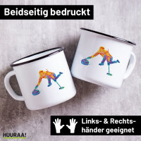 Emaille Tasse Curling bunte Silhouette 300ml Vintage...