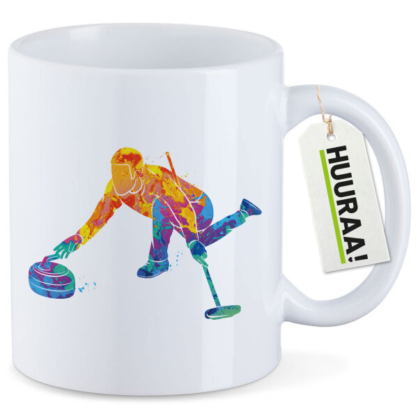 Kaffeetasse Curling bunte Silhouette 330ml