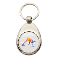 Schlüsselanhänger Curling bunte Silhouette