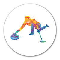 Aufkleber Curling bunte Silhouette 10cm rund