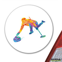 Aufkleber Curling bunte Silhouette 10cm rund