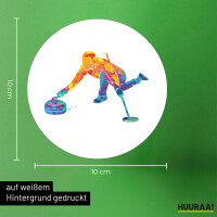 Aufkleber Curling bunte Silhouette 10cm rund