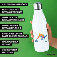 Edelstahl-Trinkflasche Curling bunte Silhouette 500ml Wasserflasche