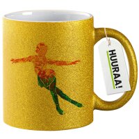 Glitzertasse Eiskunstlauf bunte Silhouette 330ml