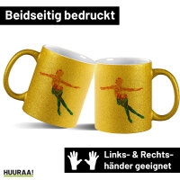 Glitzertasse Eiskunstlauf bunte Silhouette 330ml