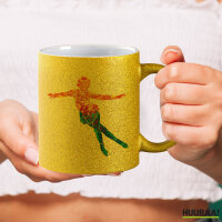 Glitzertasse Eiskunstlauf bunte Silhouette 330ml