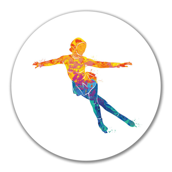Aufkleber Eiskunstlauf bunte Silhouette 10cm rund