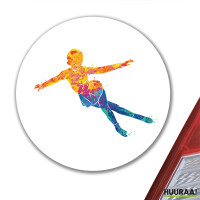 Aufkleber Eiskunstlauf bunte Silhouette 10cm rund