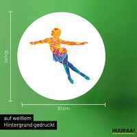 Aufkleber Eiskunstlauf bunte Silhouette 10cm rund