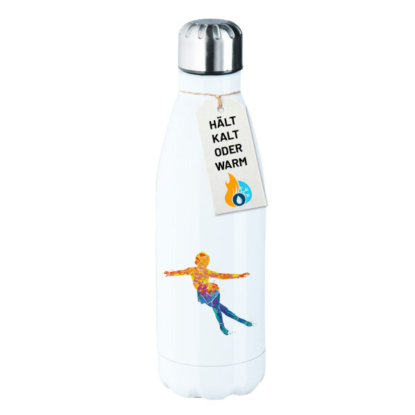 Edelstahl-Trinkflasche Eiskunstlauf bunte Silhouette 500ml Wasserflasche
