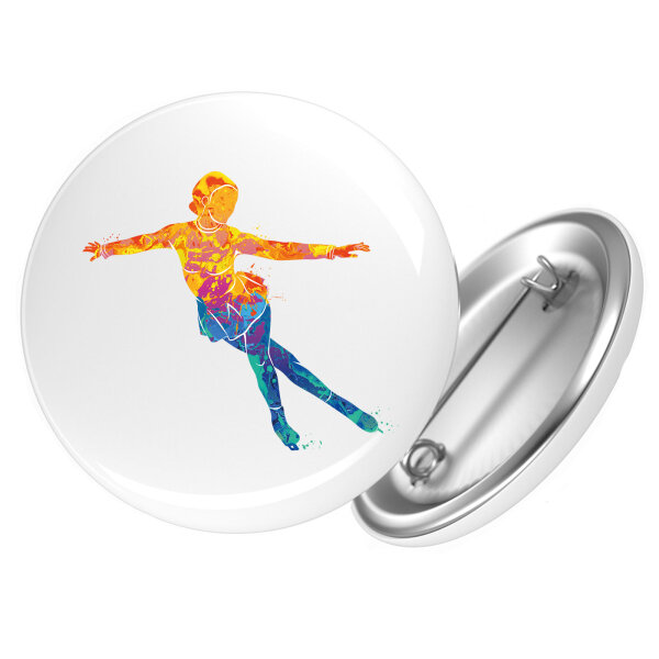 Button Eiskunstlauf bunte Silhouette