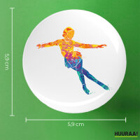 Button Eiskunstlauf bunte Silhouette