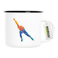 Emaille Tasse Eisschnelllauf bunte Silhouette 300ml...