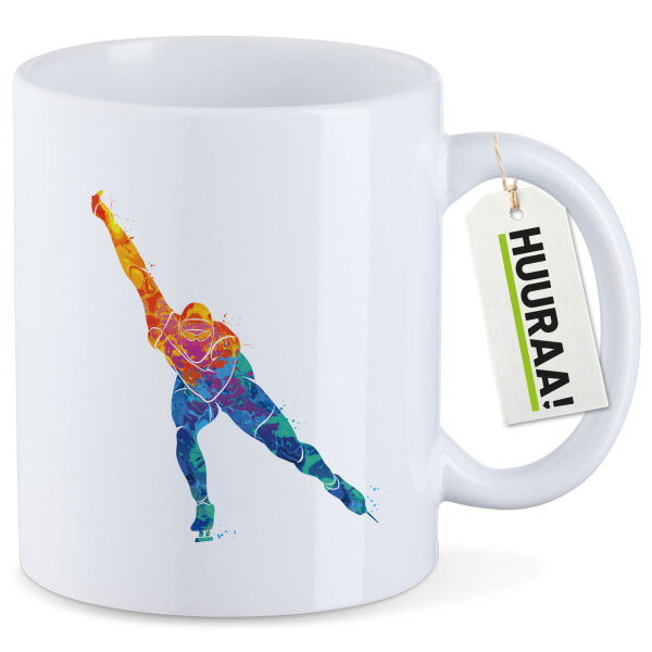 Kaffeetasse Eisschnelllauf bunte Silhouette 330ml