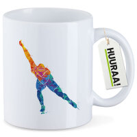 Kaffeetasse Eisschnelllauf bunte Silhouette 330ml