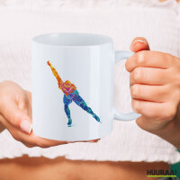 Kaffeetasse Eisschnelllauf bunte Silhouette 330ml