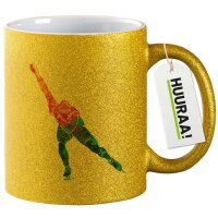 Glitzertasse Eisschnelllauf bunte Silhouette 330ml